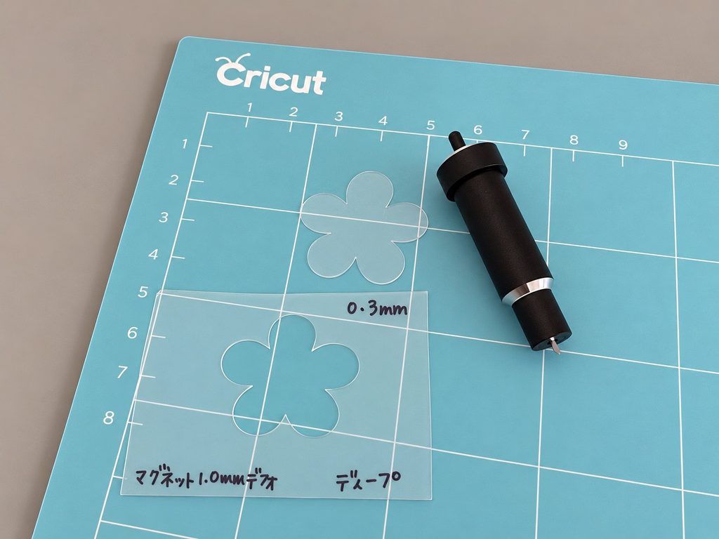 セリアの透明プラ板0.3mmをディープポイントブレードでカットした結果